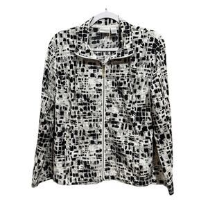 Zenergy By Chico’s Size 1 Womens Small Full Zip Geometric Print Metallic Jacket
